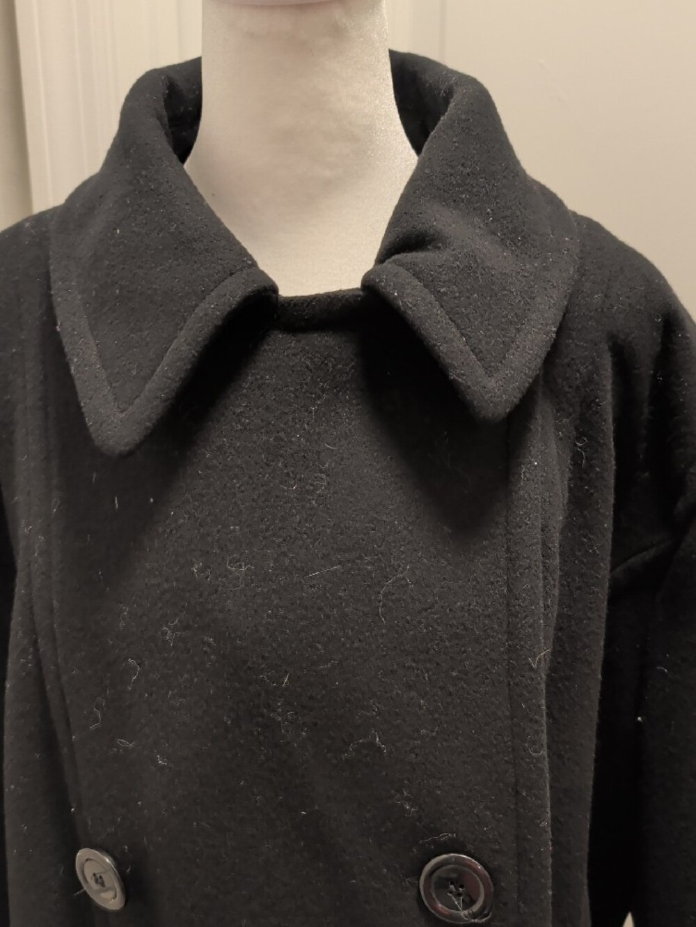BRAETAN 2X Women's Pre-Owned Black Wool Peacoat - Timeless Double-Breasted - Picture 8 of 15